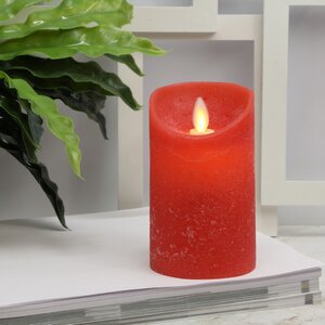 Светодиодная свеча с имитацией пламени 12.5 см, красная восковая, батарейка Peha фото 1