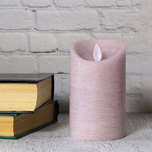 Светодиодная свеча с имитацией пламени 12.5 см, пудровая восковая, батарейка Peha фото 1