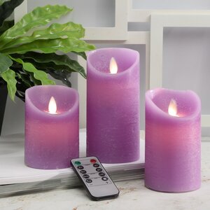 Набор свечей с имитацией пламени Magic Flame 10-15 см, 3 шт, с пультом управления, фиолетовые Peha фото 1