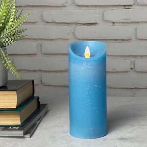 Светодиодная свеча с имитацией пламени Линдис 18 см, голубая, батарейка Peha фото 1