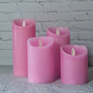 Светодиодная свеча с имитацией пламени 12.5 см, розовая восковая, батарейка Peha фото 4