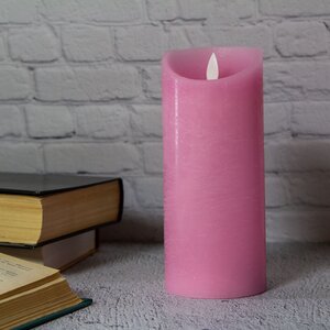 Светодиодная свеча с имитацией пламени 18 см, розовая восковая, батарейка (Peha, Нидерланды). Артикул: ID70979