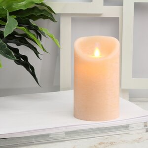Светодиодная свеча с имитацией пламени 12.5 см, коралловая восковая, батарейка Peha фото 1