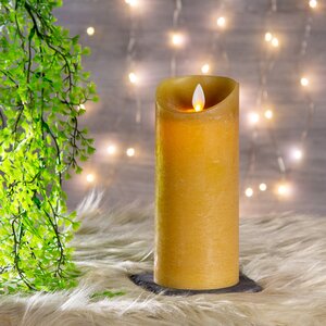 Светодиодная свеча с имитацией пламени 18 см, охровая восковая Peha фото 1