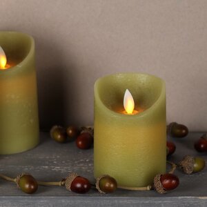 Светодиодная свеча с имитацией пламени 10 см, зеленая восковая, батарейка (Peha, Нидерланды). Артикул: ID70984