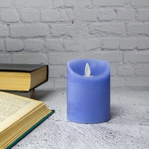 Светодиодная свеча с имитацией пламени 10 см, синяя восковая, батарейка Peha фото 1