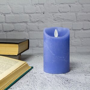 Светодиодная свеча с имитацией пламени 12.5 см, синяя восковая, батарейка Peha фото 1