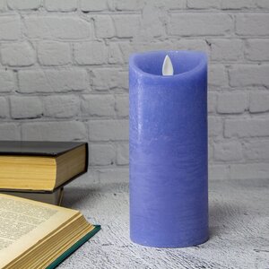 Светодиодная свеча с имитацией пламени 18 см, синяя восковая, батарейка Peha фото 1