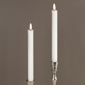 Столовая светодиодная свеча с имитацией пламени Инсендио 26 см 2 шт белая, батарейка Peha фото 1