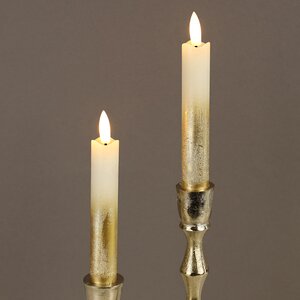 Столовая светодиодная свеча с имитацией пламени Инсендио 15 см 2 шт золотая, батарейка Peha фото 2