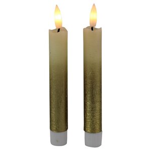 Столовая светодиодная свеча с имитацией пламени Инсендио 15 см 2 шт золотая, батарейка Peha фото 5