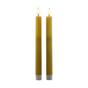 Столовая светодиодная свеча с имитацией пламени Грацио 26 см 2 шт желтая, на батарейках, таймер Peha фото 1