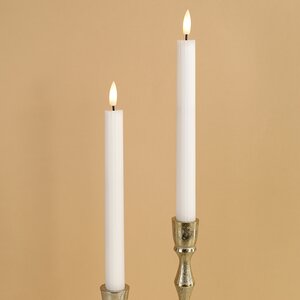 Столовая светодиодная свеча с имитацией пламени Грацио 26 см 2 шт белая, на батарейках, таймер Peha фото 1