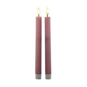Столовая светодиодная свеча с имитацией пламени Грацио 26 см 2 шт розовая, на батарейках, таймер Peha фото 1