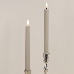 Столовая светодиодная свеча с имитацией пламени Грацио 26 см 2 шт серая, на батарейках, таймер