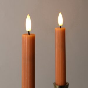 Столовая светодиодная свеча с имитацией пламени Грацио 15 см 2 шт оранжевая, на батарейках, таймер Peha фото 4