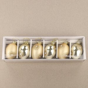 Набор стеклянных елочных игрушек Яйца Oro Grazioso 6 см, 6 шт, подвеска Goodwill фото 7