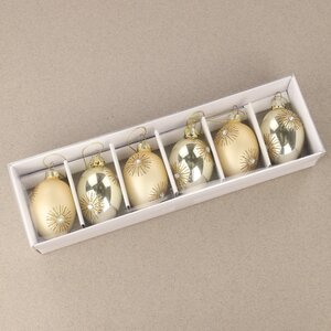 Набор стеклянных елочных игрушек Яйца Oro Grazioso 6 см, 6 шт, подвеска Goodwill фото 6