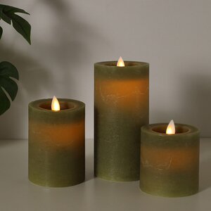 Светодиодная свеча с имитацией пламени Arevallo 15 см, оливковая, батарейка Peha фото 4