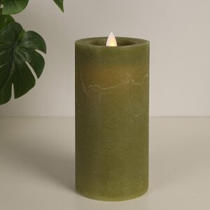 Светодиодная свеча с имитацией пламени Arevallo 15 см, оливковая, батарейка Peha фото 1