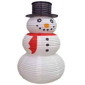 Новогодняя бумажная фигура Снеговик в цилиндре 55 см с подсветкой Peha фото 1
