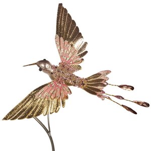 Елочная игрушка Птичка Колибри из Долины Рисальбо 20 см розовая, клипса Goodwill фото 1