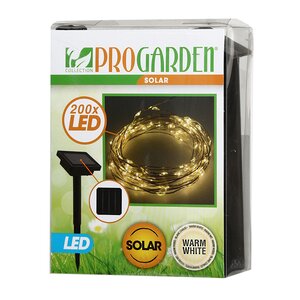 Гирлянда на солнечной батарее Роса Solar ProGarden 10 м, 200 теплых белых LED, серебряная проволока, контроллер, IP44 Koopman фото 4