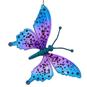 Елочная игрушка Бабочка Морфо 15 см синяя с фиолетовым, подвеска (Kurts Adler, Нидерланды). Артикул: ID43662