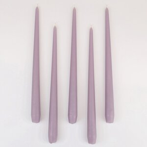 Высокие свечи Андреа Velvet 30 см, 5 шт, серо-лиловые