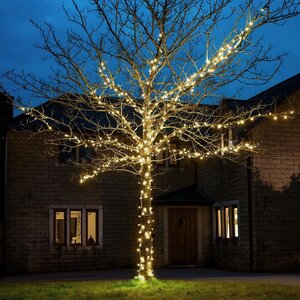 Гирлянды на дерево Клип Лайт Quality Light 60 м, 600 теплых белых LED, с холодным мерцанием, прозрачный ПВХ, IP44 BEAUTY LED фото 1
