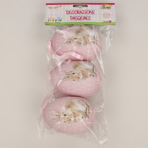 Пасхальные украшения Яйца: Easter Bunny 9 см розовые, 3 шт, подвеска Due Esse Christmas фото 3