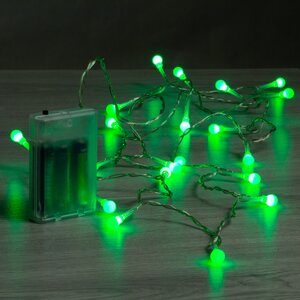 Электрогирлянда Шарики на батарейке 2 м, 20 зеленых LED ламп, прозрачный ПВХ, IP20 Koopman фото 1