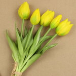 Силиконовые цветы Тюльпаны Parateo 5 шт, 26 см желтые
