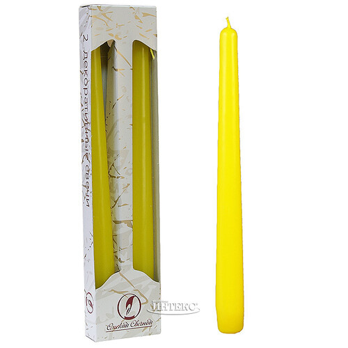 Античные свечи 24.5 см, 2 шт, желтый Омский Свечной