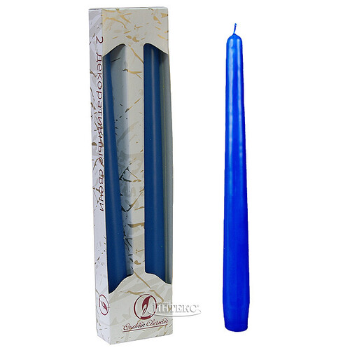 Античные свечи 24.5 см, 2 шт, синий Омский Свечной