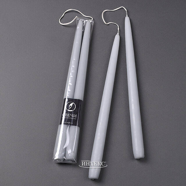 Античные свечи 30 см, 2 шт, светло-серые Омский Свечной