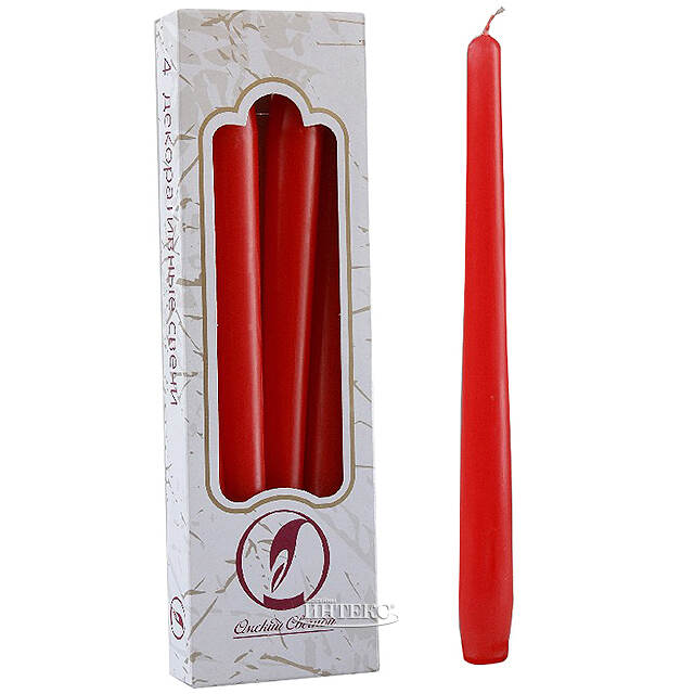 Античные свечи 24.5 см, 4 шт, красные Омский Свечной