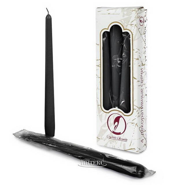 Античные свечи 26 см, 4 шт, черные Омский Свечной