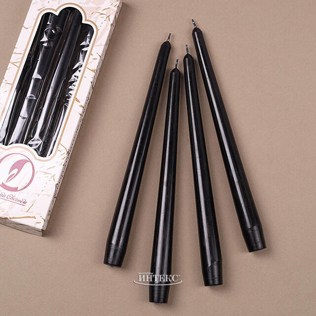 Античные свечи 26 см, 4 шт, черные Омский Свечной