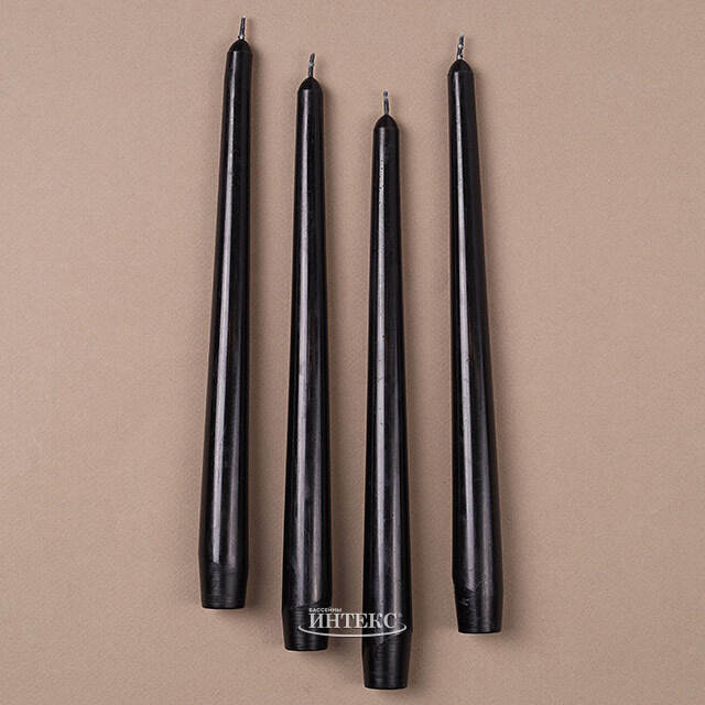 Античные свечи 26 см, 4 шт, черные Омский Свечной