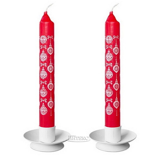 Новогодние свечи Christmas Dinner - Игрушки 21 см красные, 4 шт Омский Свечной