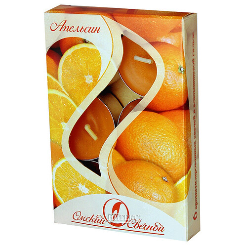 Набор ароматизированных свечей Апельсин, 4 см, 6 шт Омский Свечной