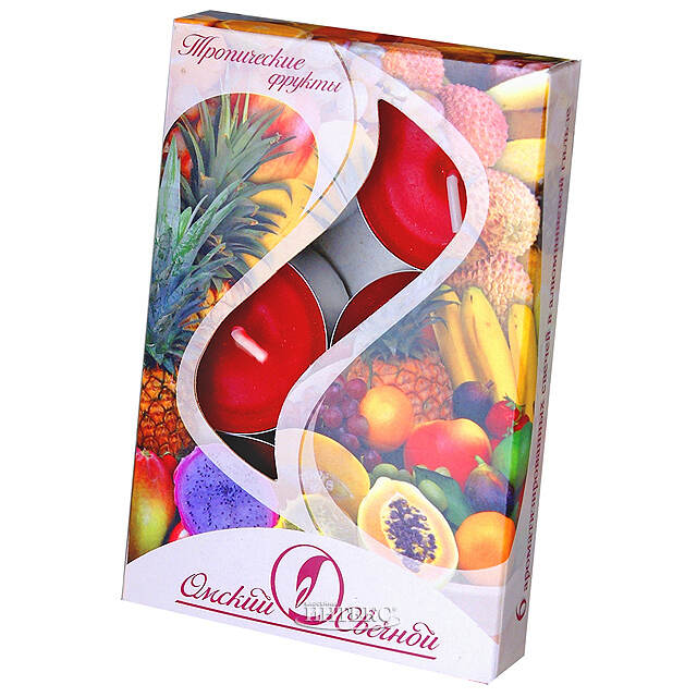 Ароматические свечи Тропические фрукты, 4 см, 6 шт Омский Свечной