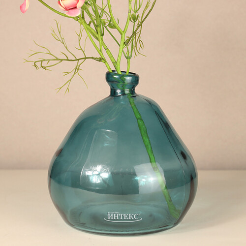 Стеклянная ваза Adagio 19 см бирюзовая Koopman