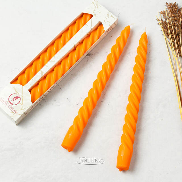 Свечи витые 24.5 см, 2 шт, оранжевые Омский Свечной