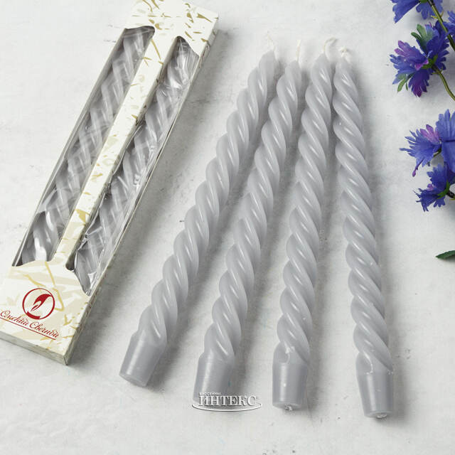 Свечи витые 24.5 см, 2 шт, серые Омский Свечной