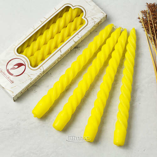 Свечи витые 24.5 см, 4 шт, ярко-желтые Омский Свечной