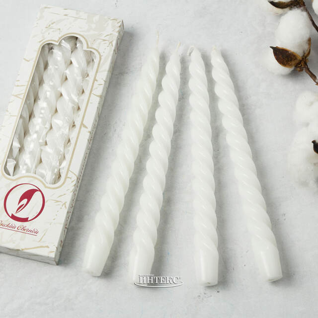 Свечи витые 24.5 см, 4 шт, белые Омский Свечной