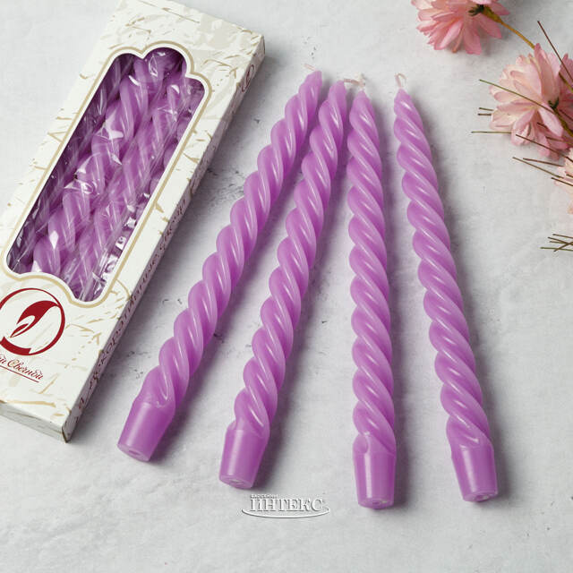 Свечи витые 24.5 см, 4 шт, сиреневые Омский Свечной