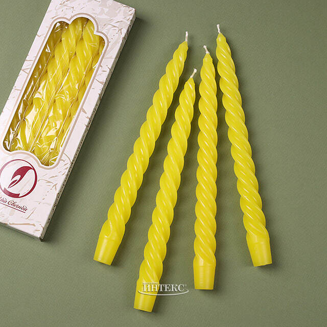 Свечи витые 24.5 см, 4 шт, желтые Омский Свечной